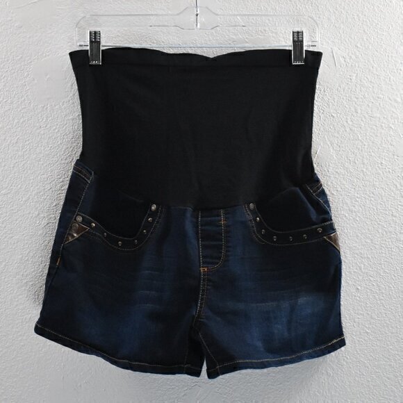 Denim‎ Diva Maternity Shorts Size Large Color Dark Blue Gently Used Condition - Picture 1 of 3